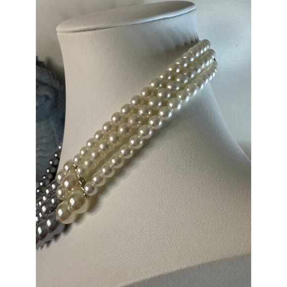 Faux cream and gray pearl necklace.  19” - Picture 2 of 7